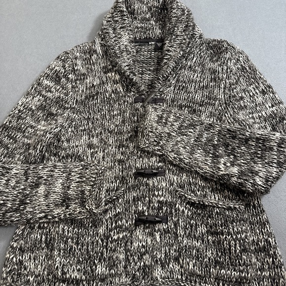 SWEATER WOOL WOMENN LRG Moda International Blend Chunky Knit Toggle Coat BLACK - Picture 5 of 10